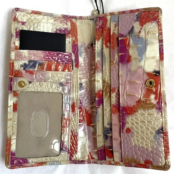 NWT! RARE Brahmin Melbourne Ady Croc Embossed Leather Slim Wallet FIESTA!!!